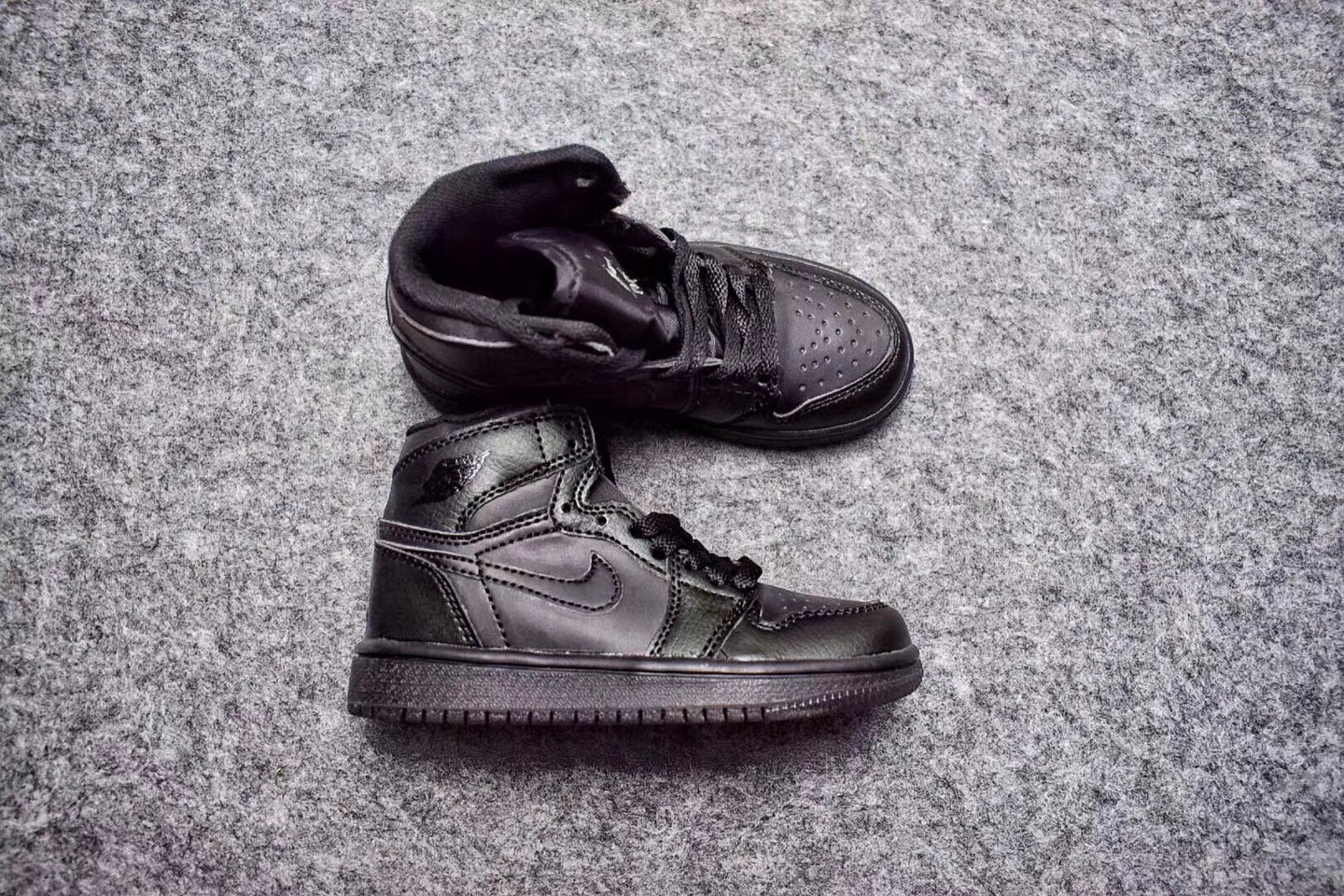 Kids Air Jordan 1 Retro All Black Shoes